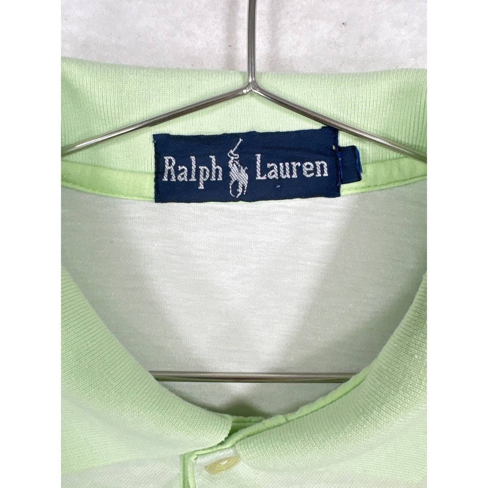 Vintage Ralph Lauren Polo Shirt Mens XL Lime Green Striped Short Sleeve Y2K - Picture 5 of 11